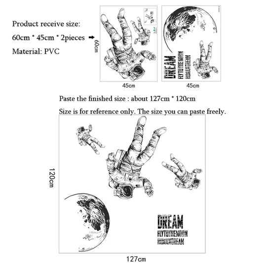 Astronaut Roaming Wall Sticker – Space Mural for Kids' Room Décor