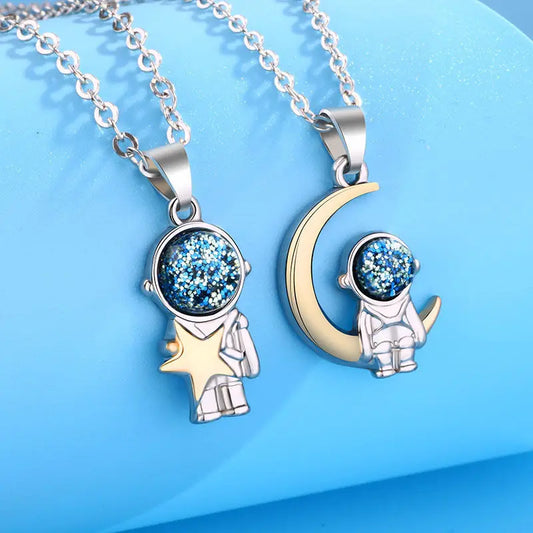 Astronaut Couple Necklace Set