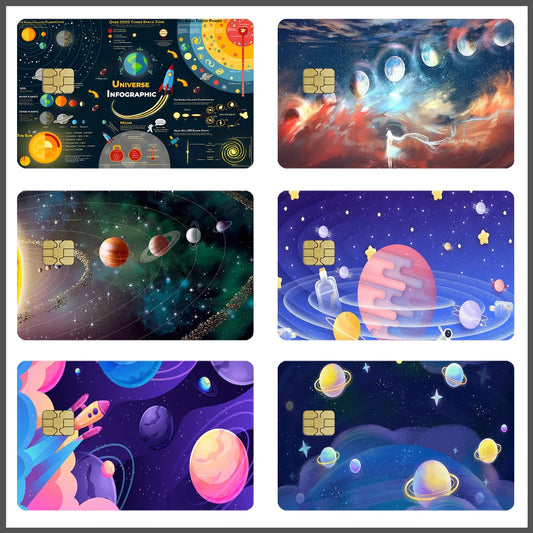 Cartoon Space Universe Planet Card Stickers – PVC Decoration Set