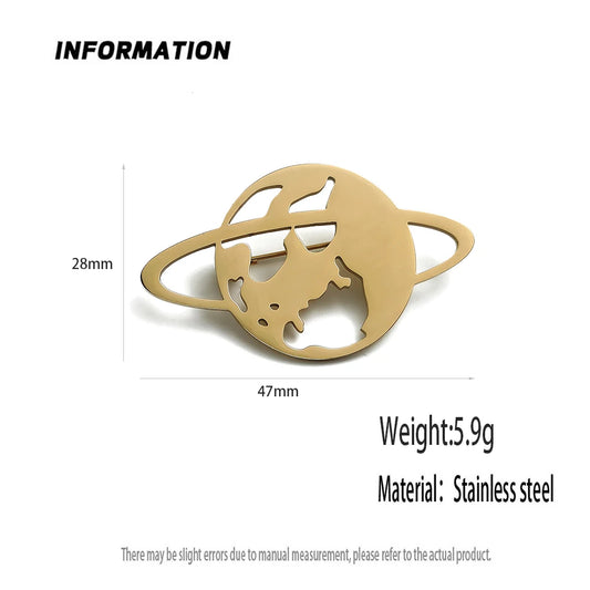 Earth Star Gold Brooch – Stainless Steel Suit Pin for Men