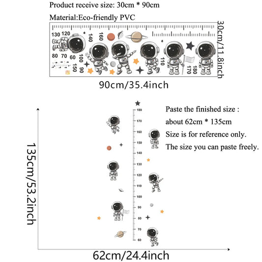 Cartoon Astronaut Height Chart – Wall Sticker for Kids' Room Décor