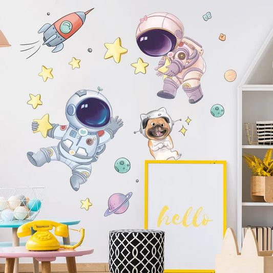 Starry Sky Astronaut Wall Sticker – Lovely Space Décor for Kids’ Bedrooms