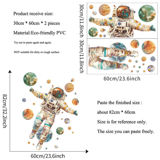 Dream Astronaut Wall Stickers – Cartoon Planet Décor for Kids’ Rooms