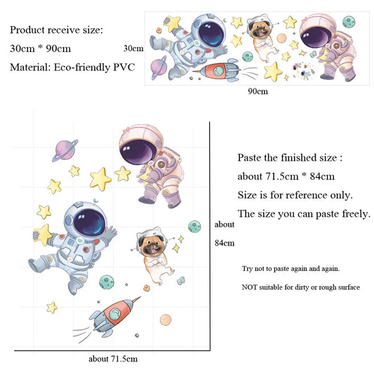 Starry Sky Astronaut Wall Sticker – Lovely Space Décor for Kids’ Bedrooms