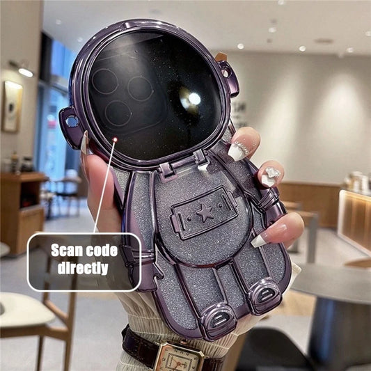 Plating 3D Astronaut Fold Lens Camera Protection Case – iPhone Clear Cover
