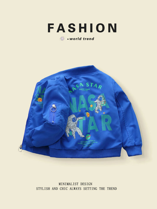 NASA-Inspired Windbreaker – Solid Color Jacket for Kids (Ages 3–10)