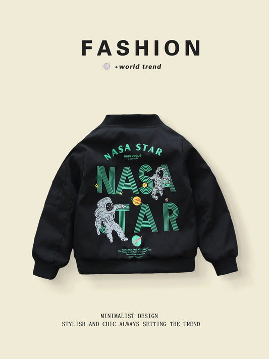 NASA-Inspired Windbreaker – Solid Color Jacket for Kids (Ages 3–10)