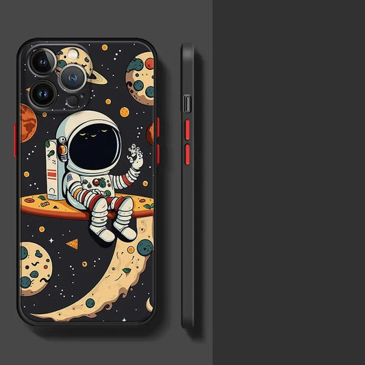 Cartoon Astronaut Phone Case for iPhone – Matte Finish Collection