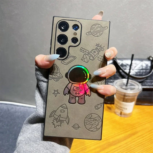 Cartoon Astronaut Leather Phone Case – Samsung Galaxy Protection
