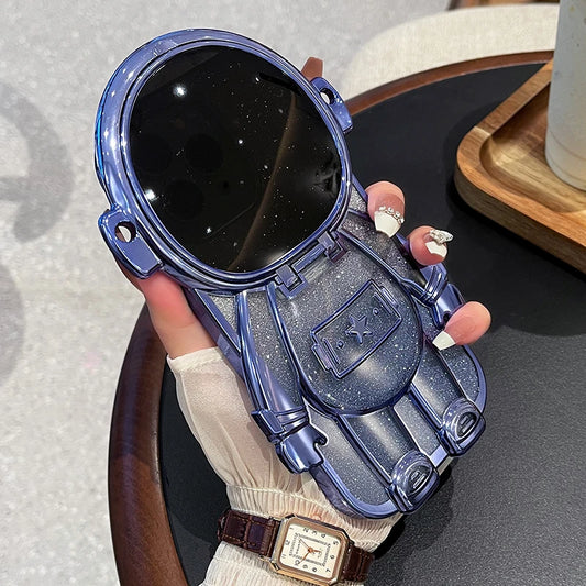 Plating 3D Astronaut Fold Lens Camera Protection Case – iPhone Clear Cover