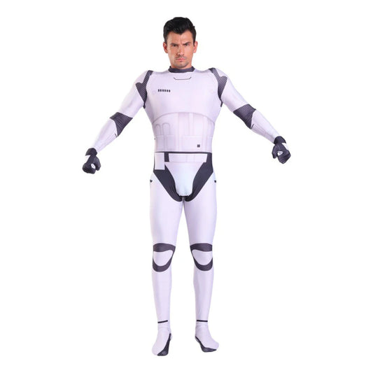 White Trooper Cosplay Jumpsuit – Adult Space Battle Costume for Men
