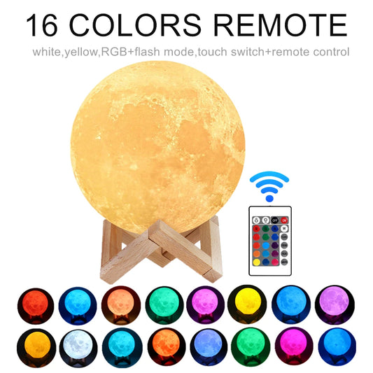 3D Moon Lamp Night Light – Dimmable & Rechargeable