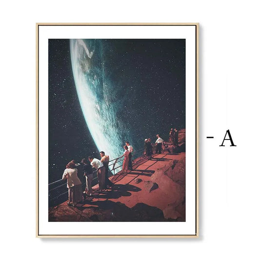 Vintage Soviet Space Poster – Night Sky & Universe Canvas Wall Art