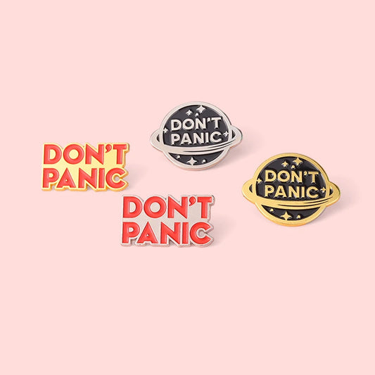 Don’t Panic Planet Enamel Pin – Custom Space Globe Brooch for Women