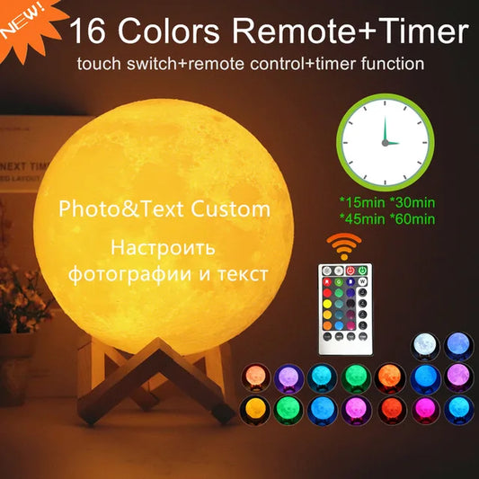 Custom 3D Moon Lamp – Personalized Photo/Text LED Night Light