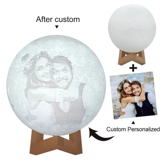 Custom 3D Moon Lamp – Personalized Photo & Text Night Light