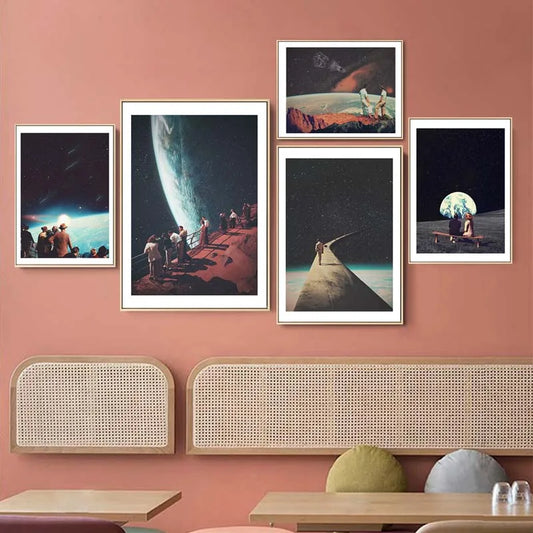 Vintage Soviet Space Poster – Night Sky & Universe Canvas Wall Art