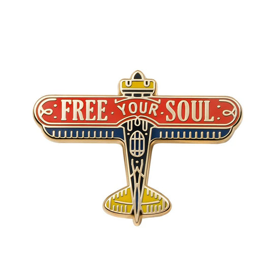 Free Your Soul Plane Pin – Unique Aircraft-Inspired Badge