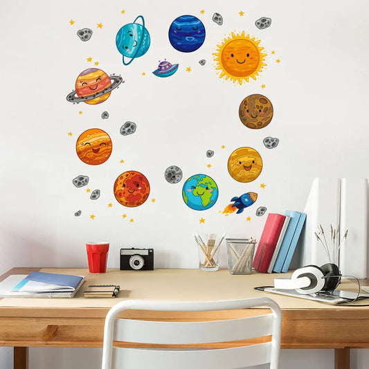 Cartoon Universe Planet Wall Stickers – Kids Room Self-Adhesive Decor