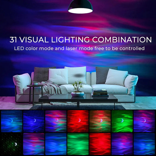 Aurora Galaxy Star Projector – Bluetooth Music Night Light