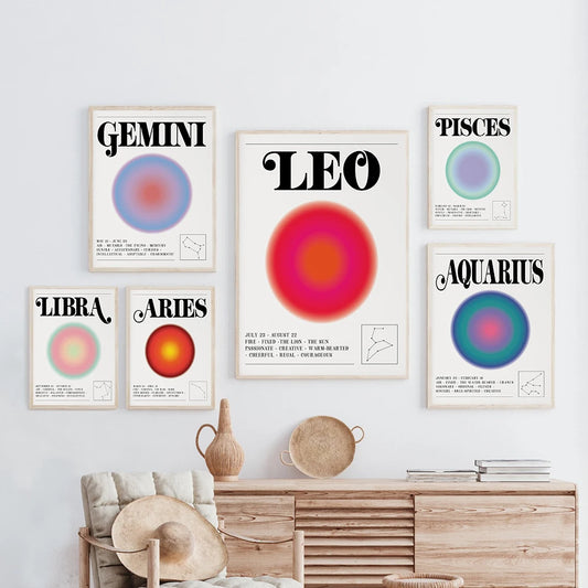 Scorpio Zodiac Aura Gradient Wall Art – Astrology Canvas Poster