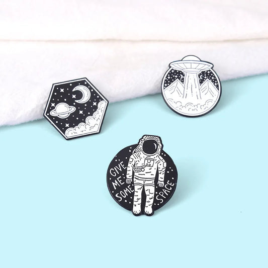 Astronaut Spacecraft Enamel Brooch