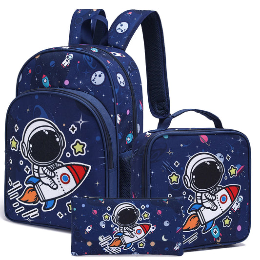 Astronaut 3-Piece School Backpack Set – Cool Multi-Faceted Space Design for Boys