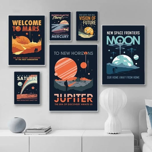 Retro Futurism Space Art – Canvas Wall Poster