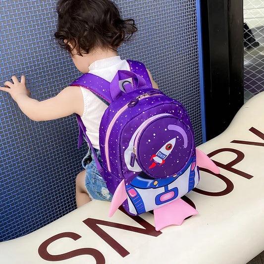 Kids Space Rocket Backpack – Anti-Lost Harness Schoolbag for Toddlers