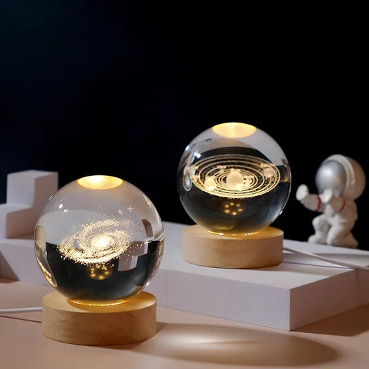 Galaxy Crystal Ball Lamp – USB LED Night Light Gift