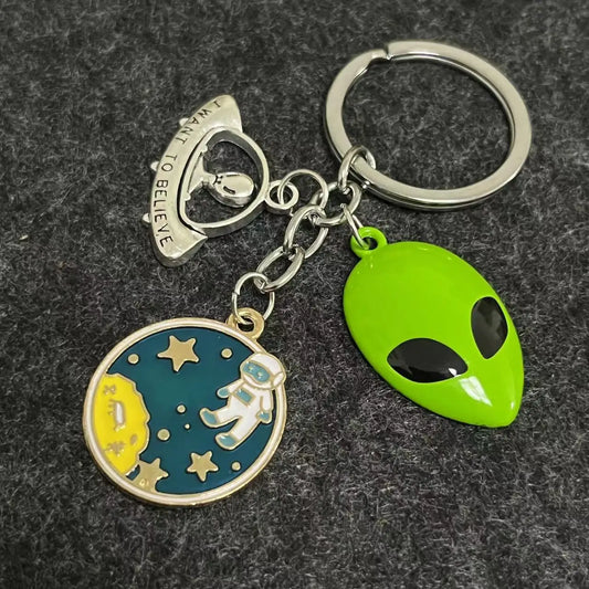 UFO Planet Alien Enamel Keychain