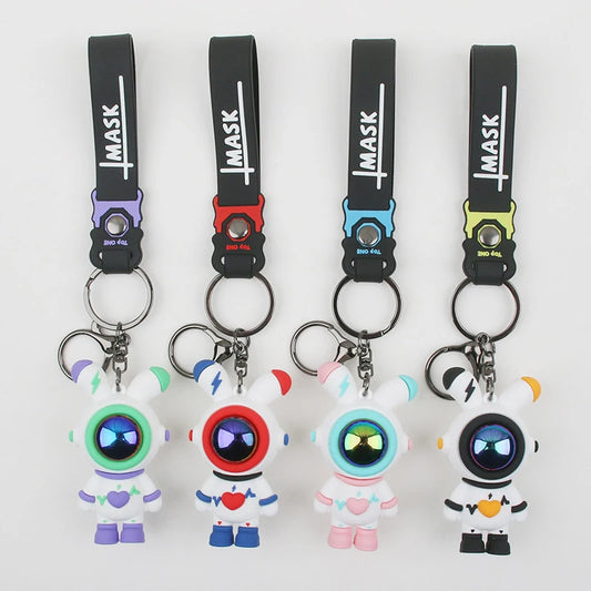 Astronaut Lightning Rabbit Keychain – Cute Cartoon Bag Charm for Couples