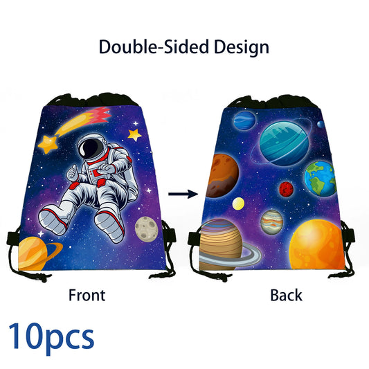 Cosmic Planet Drawstring Gift Bags – Space-Themed Party & School Backpacks