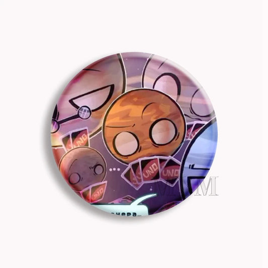 Cartoon Solar Balls Button Pin – Funny Planet X Meme Badge for Fans