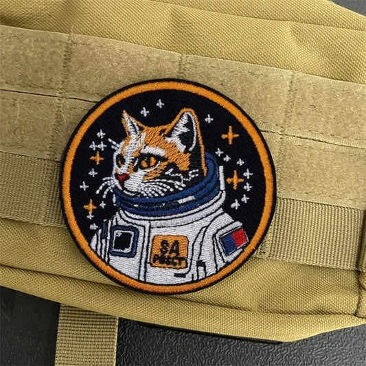 Space Astronaut Cat Patch – “My Dream” Embroidered Tactical Badge