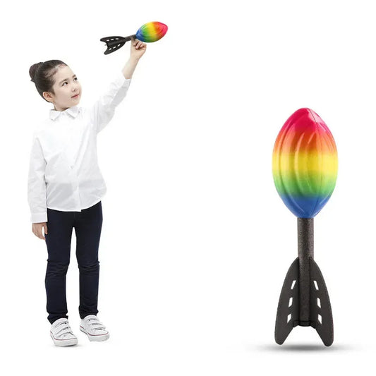 Rainbow Mini Rocket – Soft Foam Throwing Toy for Outdoor Fun