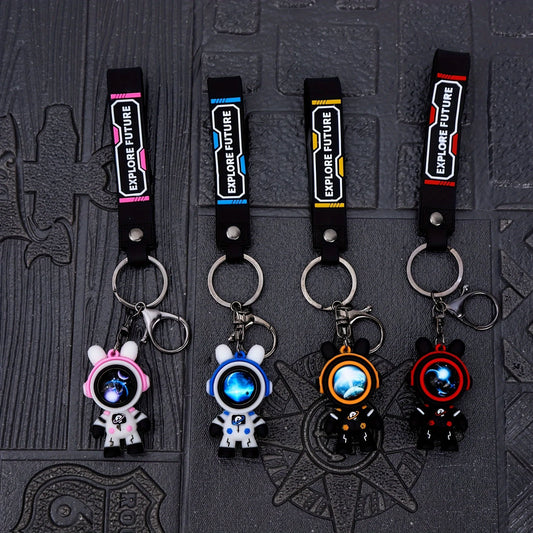 Sporty Astronaut Bear Keychain – Durable Silicone Keyring for Bags & Keys