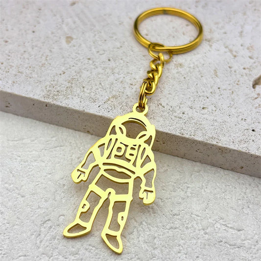 Hollow Astronaut Pendant Keychain – Kpop-Inspired Stainless Steel Accessory