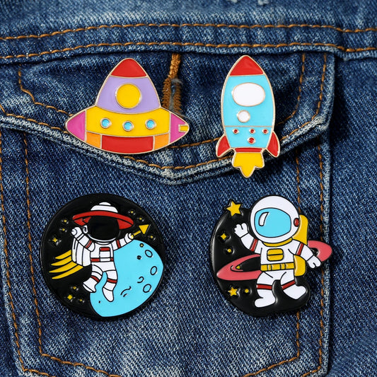 Funny Astronaut Space Walk Enamel Brooch