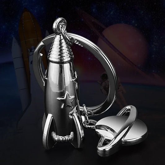 Rocket & Spaceman Keychain – Cute Universe-Inspired Key Ring Accessory