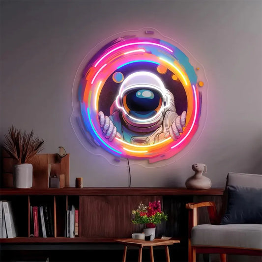 Astronaut Pop Art Neon Sign – Space-Themed Wall Decor