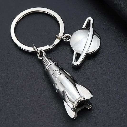 Launching Rocket Keychain – Planet Spaceship Car Keyring Gift