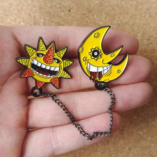Cartoon Sun and Moon Brooch Pins – Anime Badge Collection