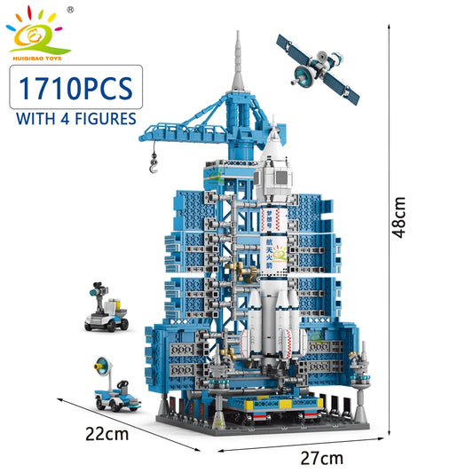 HUIQIBAO Spaceport Model – Space Shuttle & Rocket Launch Center Building Set