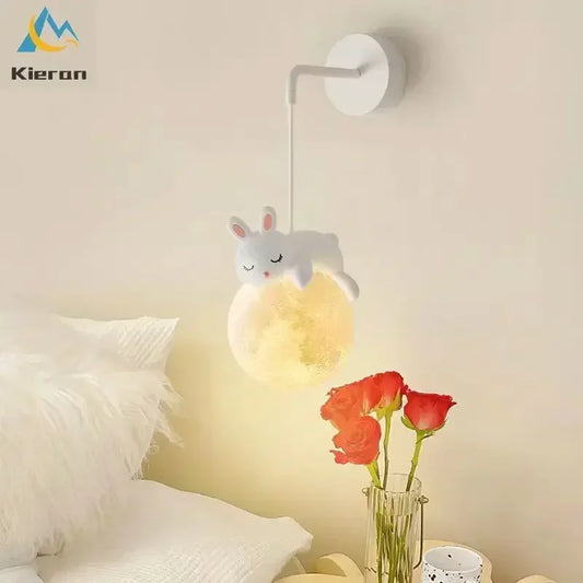 Nordic Moon LED Pendant Lamp – Polar Bear & Rabbit Wall Light
