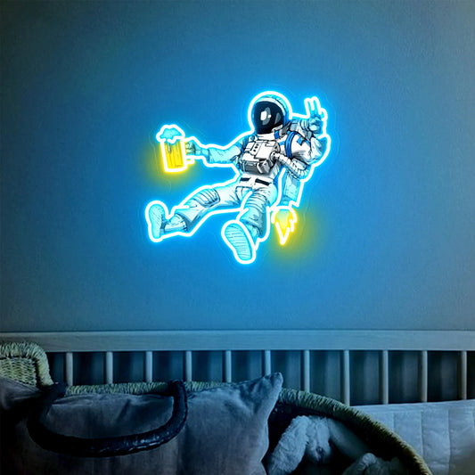 Astronaut Beer Neon Sign Wall Art