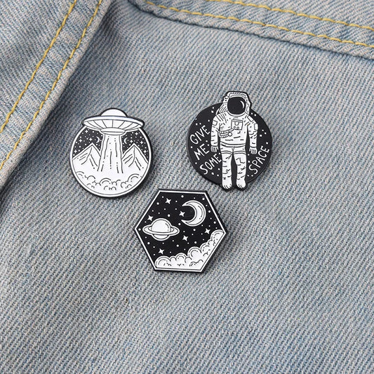 Astronaut Spacecraft Enamel Brooch