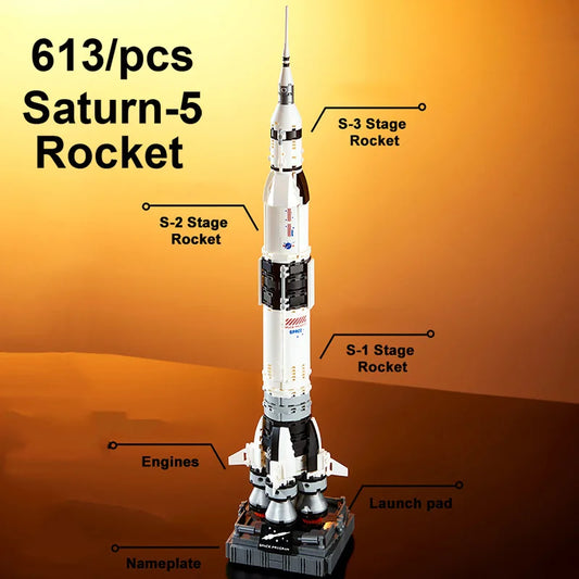 Saturn V Rocket – Heavy Launch Vehicle Building Blocks Set (613 Pcs)