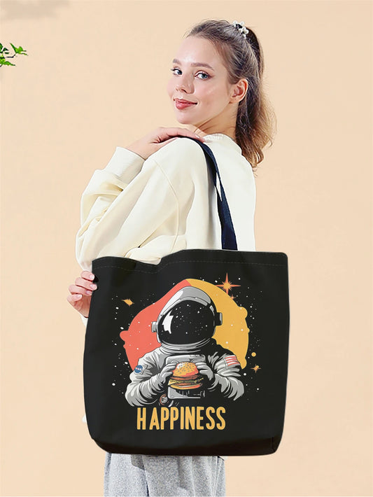 Space Alien Canvas Tote – Reusable Printed Handbag for Everyday Use