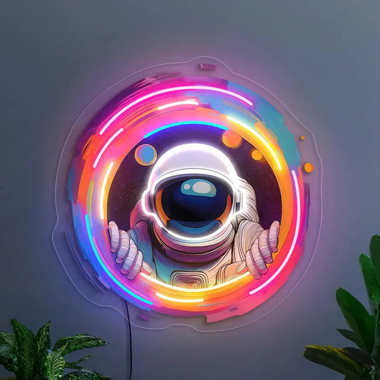 Astronaut Pop Art Neon Sign – Space-Themed Wall Decor